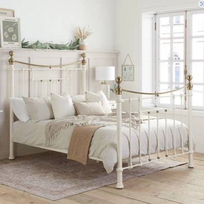 Bronte King Size 150cm Metal Bed Cream Bronte King Size 150cm Metal Bed Cream