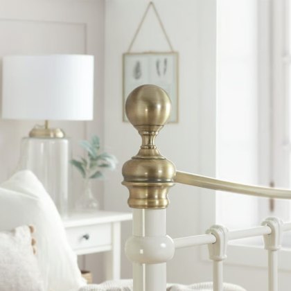 Bronte King Size 150cm Metal Bed Cream Bronte King Size 150cm Metal Bed Cream