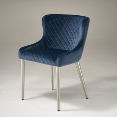 Kate Velvet Quilted Ocean Blue Dining Chair