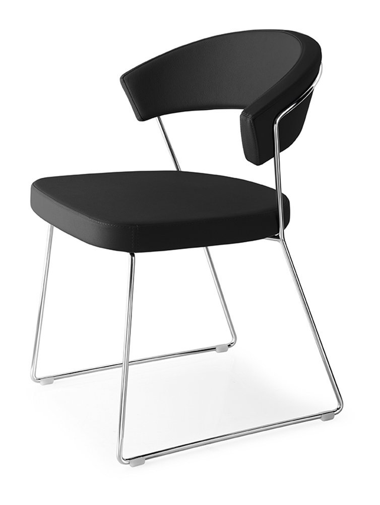 New York Dining Chair Black Leather Lees of Grimsby