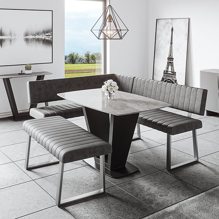 Apollo Corner Bench RHF Dark Grey - Lees of Grimsby