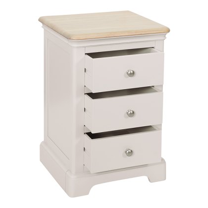 Hampton 3 Drawer Bedside Table Grey Mist