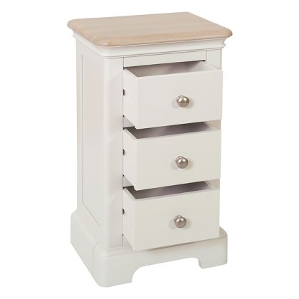 Hampton 3 Drawer Compact Bedside Table Grey Mist