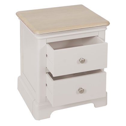 Hampton 2 Drawer Bedside Table Grey Mist