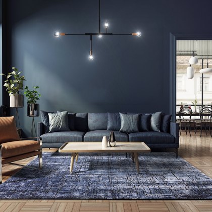 Kuza Abstract Navy Rug