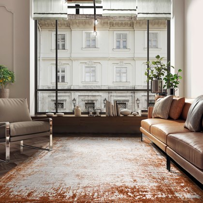 Kuza Border Terracotta Rug