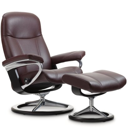 Stressless Consul Large Chair with Footstool - Signature Base Stressless Consul Large Chair with Footstool - Signature Base