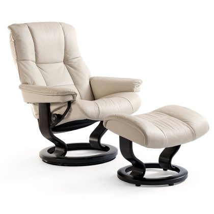 Stressless Mayfair Medium Chair with Footstool - Classic Base Stressless Mayfair Medium Chair with Footstool - Classic Base