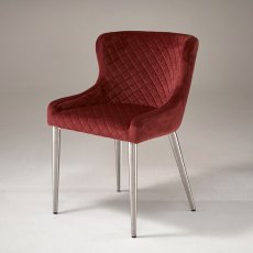 Kate Velvet Quilted Dining Chair Cranberry
