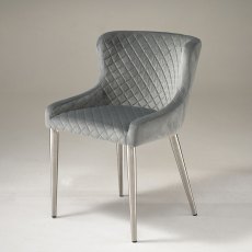 Kate Velvet Quilted Dining Chair Mist Grey