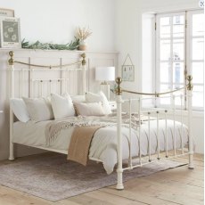 Bronte King Size 150cm Metal Bed Cream