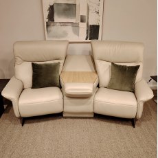 Himolla Loona Electric Recliner Sofa Cream Leather