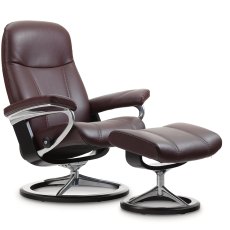 Stressless Consul Small Chair with Footstool - Signature Base Stressless Consul Small Chair with Footstool - Signature Base