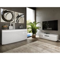 Florence 3 Door Sideboard with LED Grey High Gloss