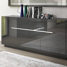 3 Door Sideboard with LED lighting High Gloss Grey