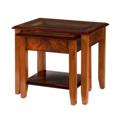 Walnut Collection Glass Top Nest of Tables Walnut Collection Glass Top Nest of Tables