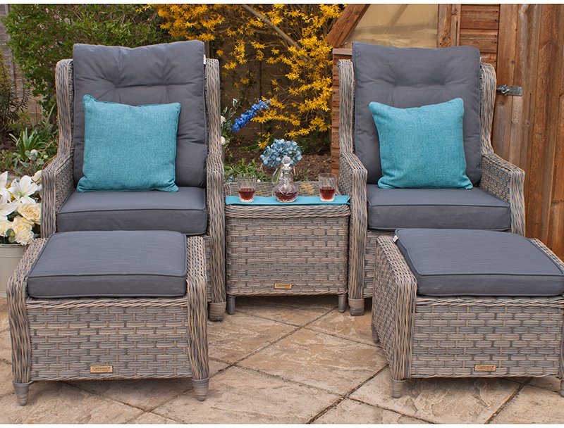 High Back Garden Reclining Armchair Set