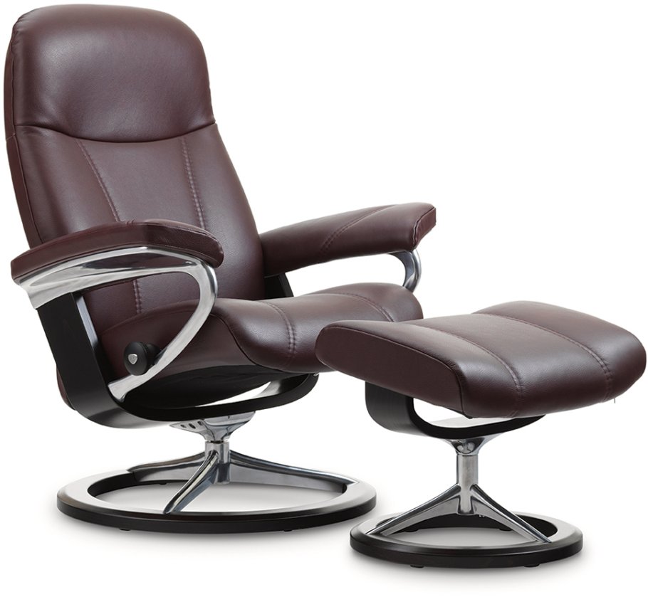 Stressless Consul Medium Chair with Footstool - Signature Base