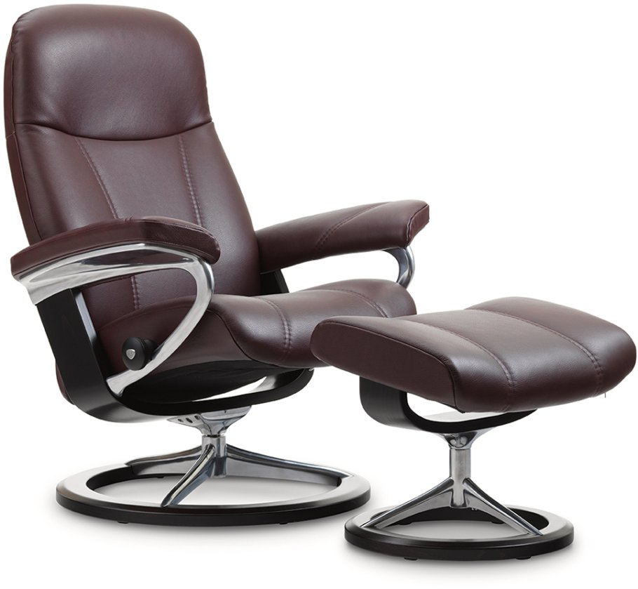 Stressless Consul Large Chair with Footstool - Signature Base