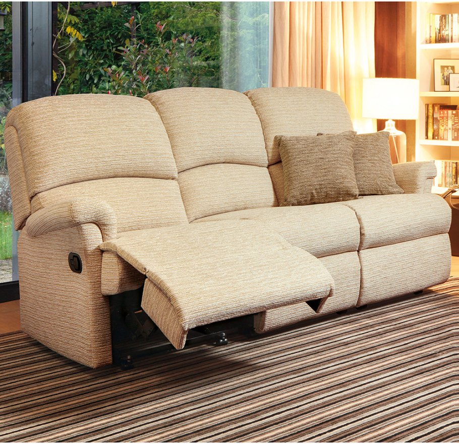 Nevada Small 3 Seater Fabric Reclining Sofa