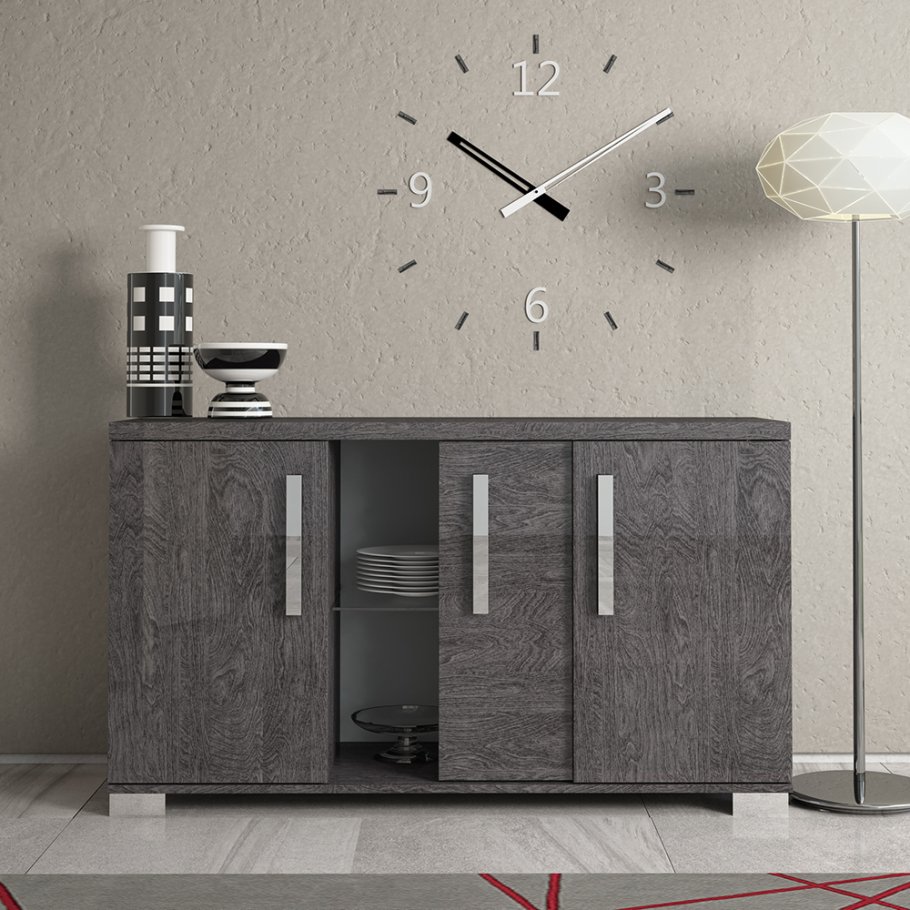 Status Bianca 3 Door Sideboard with Central Sliding Door