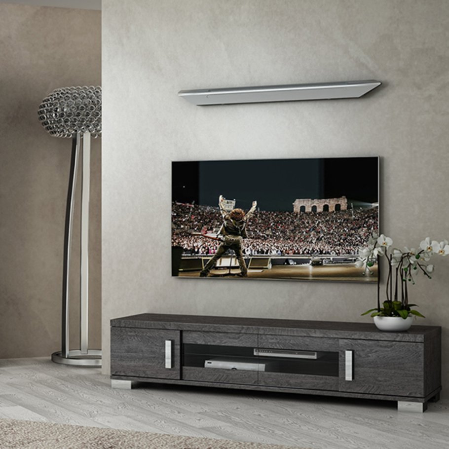 Status Bianca Large TV Unit with central sliding doors