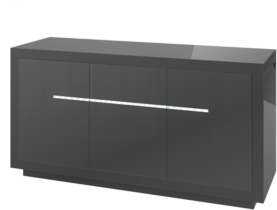 3 Door Sideboard with LED lighting High Gloss Grey