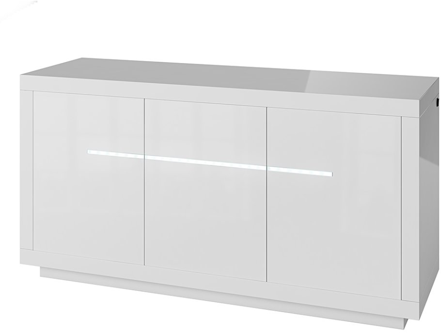 3 Door Sideboard with LED lighting High Gloss White