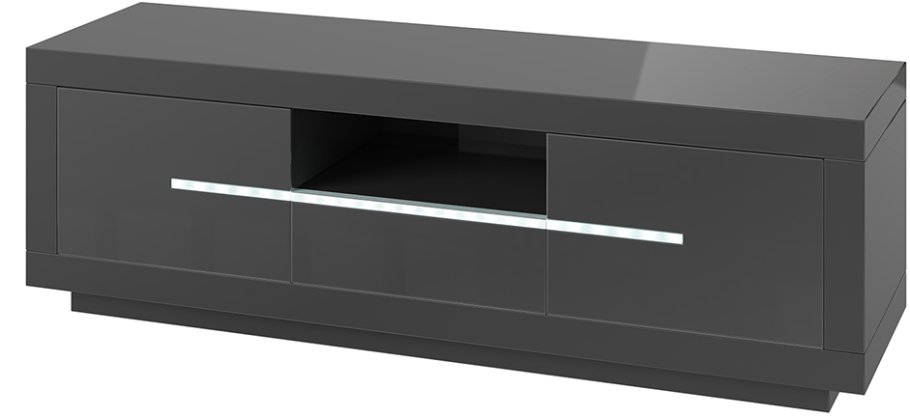 Entertainment Unit with LED lighting High Gloss Grey