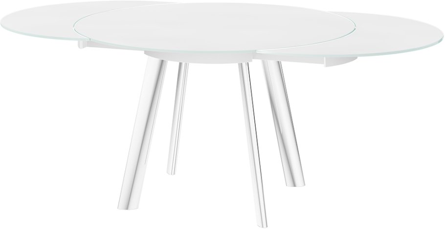 Omega Swivel Extending Glass Dining Table White