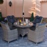 Round Garden Dining Table and 4 Wing back Armchairs 