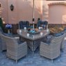Triangular Garden Dining Table and 6 Wing back Armchairs