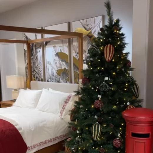 Our Placid four poster bedstead is dressed for the festive season in this stunning embroidered bed li...